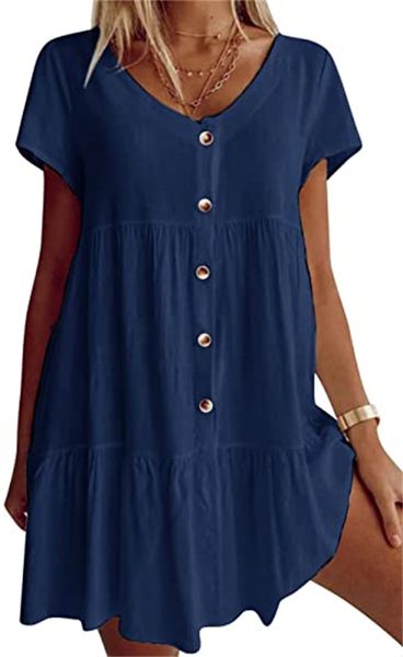 & tees women's v-neck t - shirt dress loose leisure short sleeve summer waist short flowing skirt, White
& tees women's v-neck t - shirt dress loose leisure short sleeve summer waist short flowing skirt, White