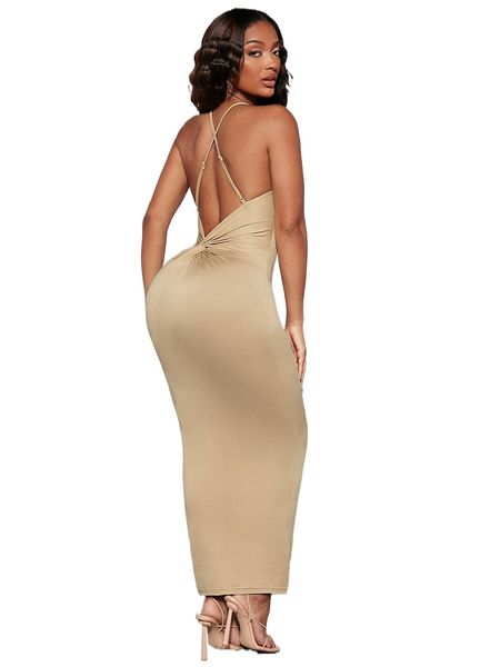 sxy twist crisscross back cami bodycon dress q9sb#, Black;gray
sxy twist crisscross back cami bodycon dress q9sb#, Black;gray