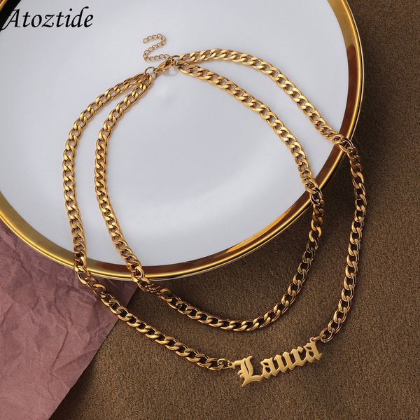 customized name necklace double layers stainless steel personalized letter gold 6mm nk chain pendant nameplate gift 220722, Silver
customized name necklace double layers stainless steel personalized letter gold 6mm nk chain pendant nameplate gift 220722, Silver