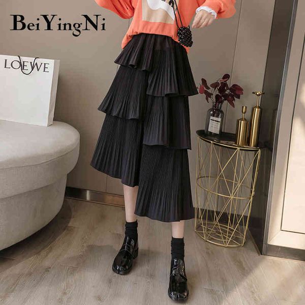 skirts women irregular korean leisure elegant office ladies black gray spring autumn ol pleated midi cake 210427
skirts women irregular korean leisure elegant office ladies black gray spring autumn ol pleated midi cake 210427