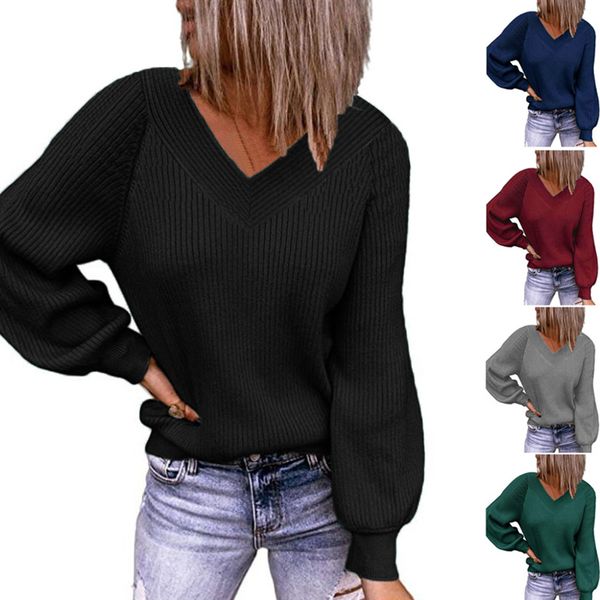 v neck sweaters for women casual lantern long sleeve knitted pullover female autumn winter solid loose sweater, White;black
v neck sweaters for women casual lantern long sleeve knitted pullover female autumn winter solid loose sweater, White;black