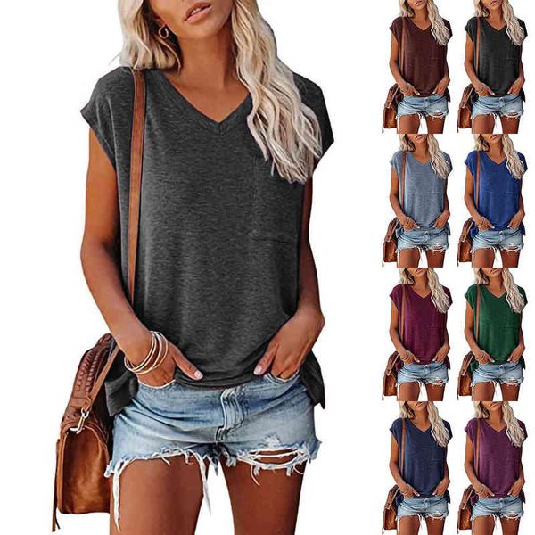 women's t-shirt clothing spring summer solid color hem split pocket v-neck short sleeve women's ny0n, White
women's t-shirt clothing spring summer solid color hem split pocket v-neck short sleeve women's ny0n, White