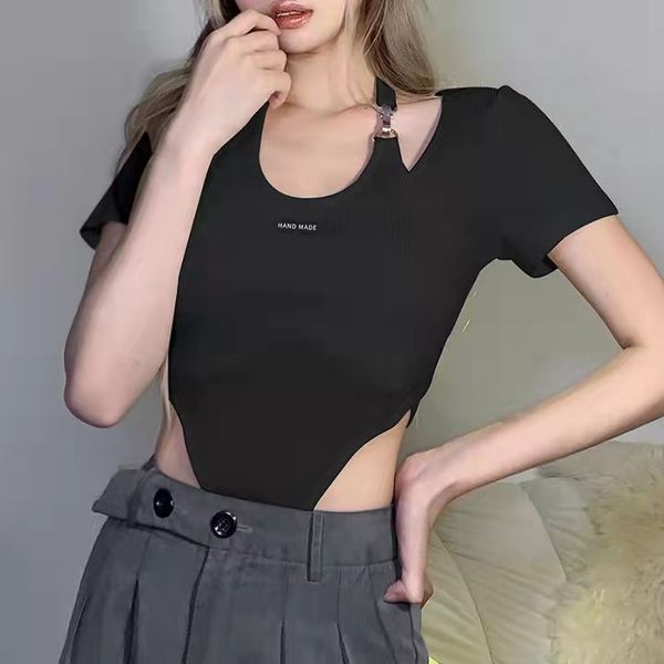 women's t-shirt spring and summer new pattern women's wear solid color self-cultivation fashion halter short sleeve one-piece garm, White
women's t-shirt spring and summer new pattern women's wear solid color self-cultivation fashion halter short sleeve one-piece garm, White