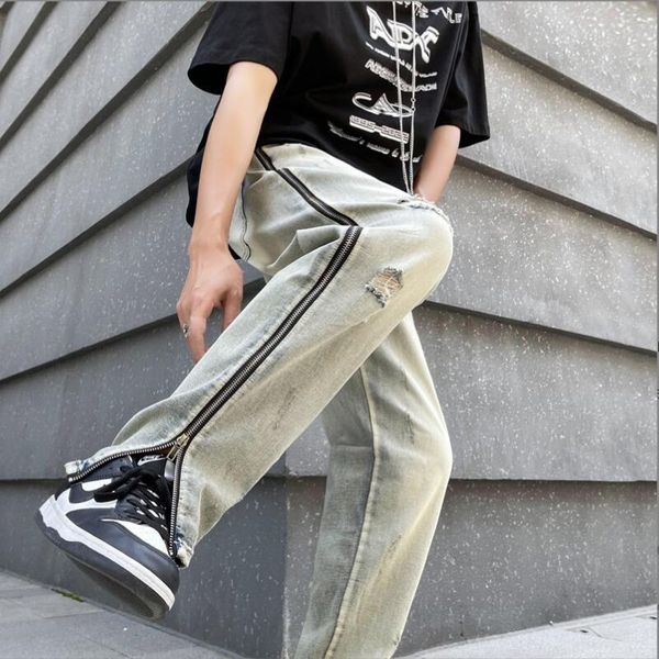 men's jeans side zipper splicing for men 2022 retro hole baggy plus size casual pantalon homme w126men's, Blue
men's jeans side zipper splicing for men 2022 retro hole baggy plus size casual pantalon homme w126men's, Blue