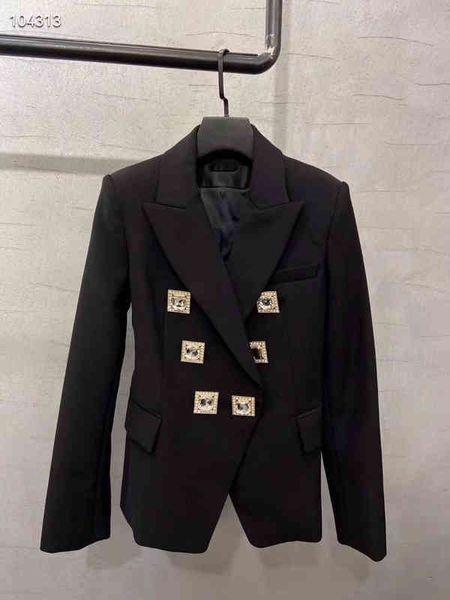 women's suits & blazers early spring slim temperament double breasted large diamond casual suit coat, White;black
women's suits & blazers early spring slim temperament double breasted large diamond casual suit coat, White;black