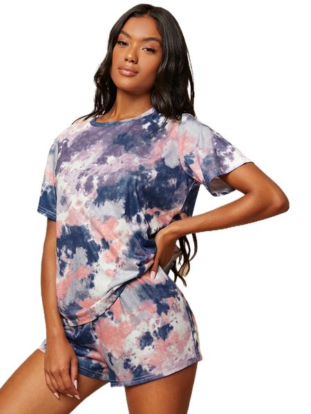 tie dye tee & shorts pajama set y3ty#, Black;red
tie dye tee & shorts pajama set y3ty#, Black;red