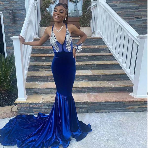 dark blue prom dress velvet beading appliques sleeveless spaghetti strap floor length long mermaid gowns evening dresses for women, Black
dark blue prom dress velvet beading appliques sleeveless spaghetti strap floor length long mermaid gowns evening dresses for women, Black