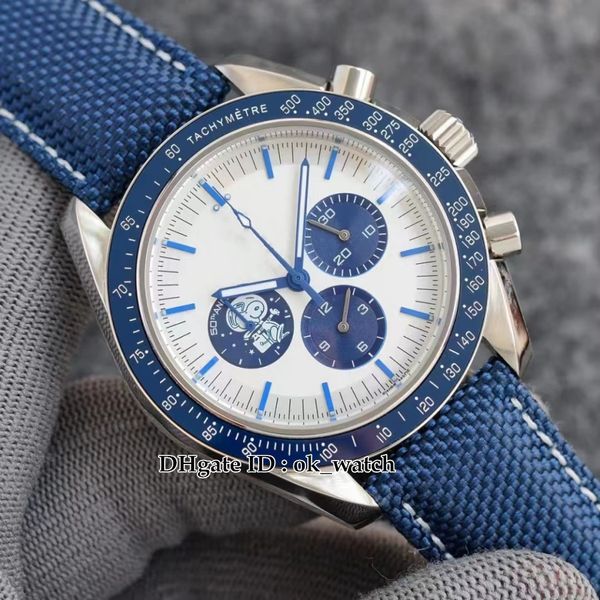 42mm os quartz chronograph mens watch blue ceramic bezel white dial nylone strap satch men's sports watches, Slivery;brown 
42mm os quartz chronograph mens watch blue ceramic bezel white dial nylone strap satch men's sports watches, Slivery;brown