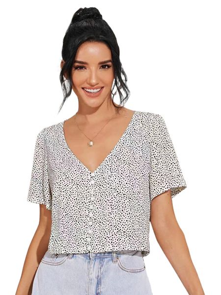 speckled print button-loop j8d9#, White
speckled print button-loop j8d9#, White