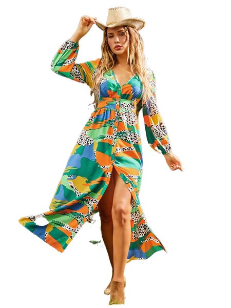 luukse leopard print button front split thigh dress y16o#, Black;gray
luukse leopard print button front split thigh dress y16o#, Black;gray