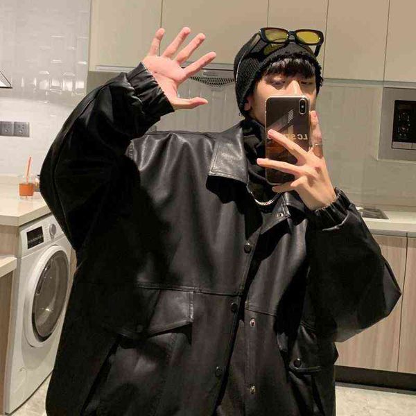 privathinker 2022 spring leather jackets loose motorcycle turn down collar fashion black coats fashion brand male streetwear t220728
privathinker 2022 spring leather jackets loose motorcycle turn down collar fashion black coats fashion brand male streetwear t220728