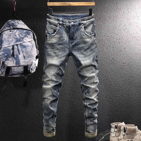 men's jeans worn white slim fit elastic jeans men's spring and summer fashion brand small leg straight pants f0c2, Blue
men's jeans worn white slim fit elastic jeans men's spring and summer fashion brand small leg straight pants f0c2, Blue