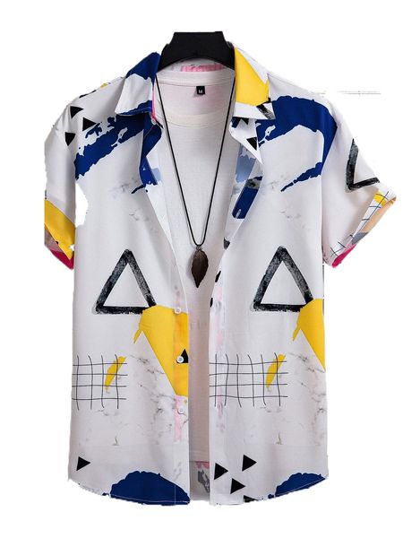 men geo print shirt without tee x35w#, White;black