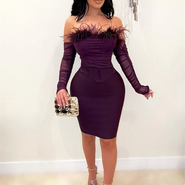 cm.yaya women feather off shoulder mesh long sleeve tunic high waist bodycon midi dress party clubwear dresses 220516, Black;gray
cm.yaya women feather off shoulder mesh long sleeve tunic high waist bodycon midi dress party clubwear dresses 220516, Black;gray