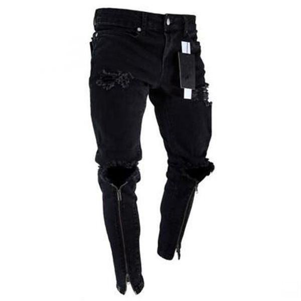 mens zipper holes designer jeans black ripped slim fit represen pencil pants251h, Blue
mens zipper holes designer jeans black ripped slim fit represen pencil pants251h, Blue