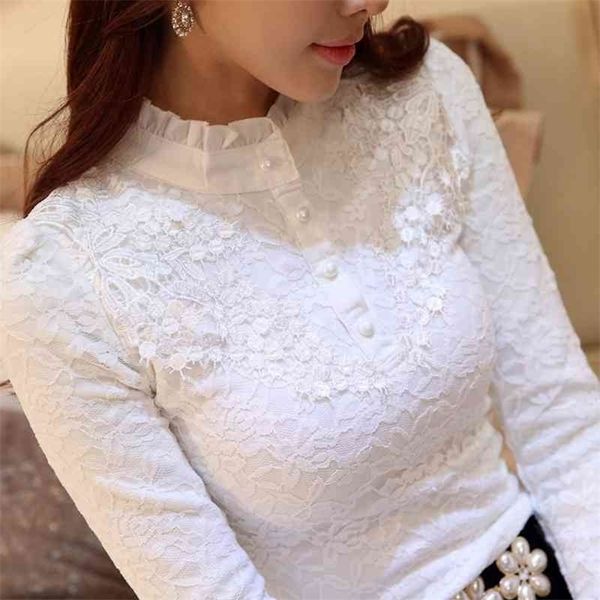 women lace embroidery blouse feminine black lace primer long sleeves shirt plus size 3xl blouse 210326, White
women lace embroidery blouse feminine black lace primer long sleeves shirt plus size 3xl blouse 210326, White