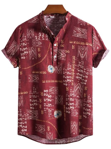 men geo print half button shirt l8bk#, White;black
men geo print half button shirt l8bk#, White;black