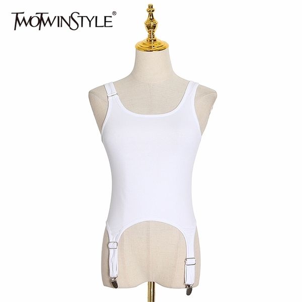 twotwinstyle loose women vest o neck sleeveless spaghetti strap irregular hem tank for female fashion clothes 210325, White
twotwinstyle loose women vest o neck sleeveless spaghetti strap irregular hem tank for female fashion clothes 210325, White