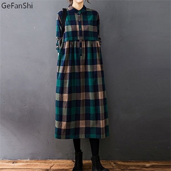 autumn winter women dress vintage plaid casual loose fashion cotton linen long sleeve elegant ladies dresses clothing 220316, Black;gray
autumn winter women dress vintage plaid casual loose fashion cotton linen long sleeve elegant ladies dresses clothing 220316, Black;gray