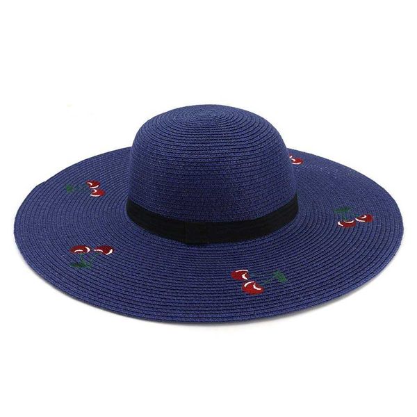 women foldable summer sun uv protection sombrero straw hat with embroidery cherry ladies large brim beach floppy hat sunhat, Blue;gray
women foldable summer sun uv protection sombrero straw hat with embroidery cherry ladies large brim beach floppy hat sunhat, Blue;gray