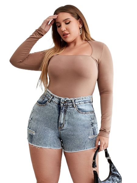 plus high waist raw trim ripped denim shorts b2zo#, White;black
plus high waist raw trim ripped denim shorts b2zo#, White;black