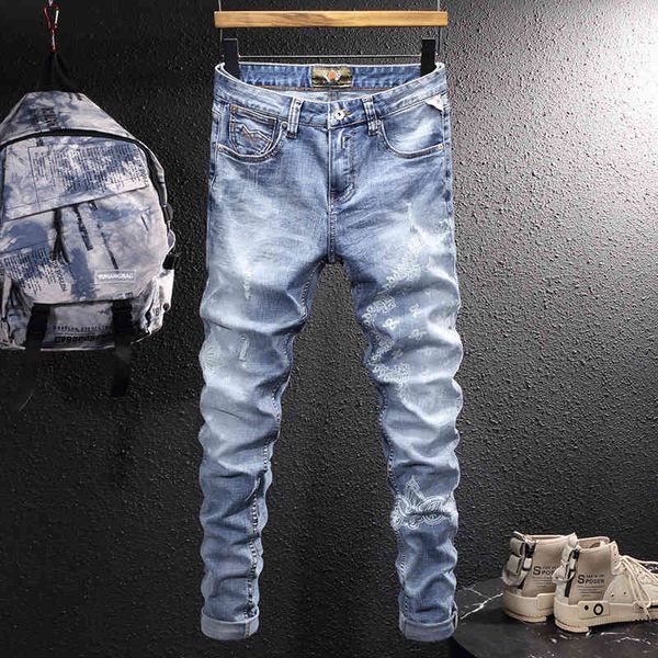 men's jeans high end light blue printed lengthened jeans young men's whitened elastic trend versatile slim straight pants 58hi
men's jeans high end light blue printed lengthened jeans young men's whitened elastic trend versatile slim straight pants 58hi