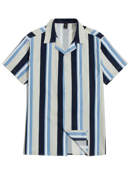 men striped button front shirt a4bu#, White;black
men striped button front shirt a4bu#, White;black