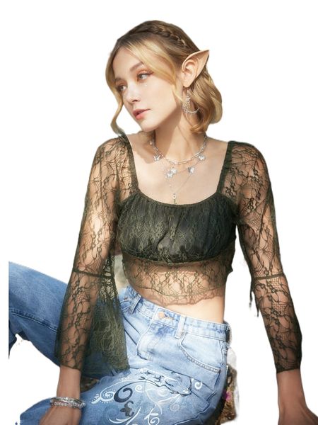 romwe bell sleeve contrast lace blouse x9no#, White
romwe bell sleeve contrast lace blouse x9no#, White