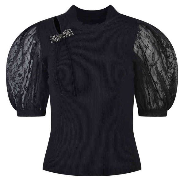 women's sweaters french style round neck mesh sleeve age reducing sweater early autumn nail drill bow black pullover hrcg, White;black
women's sweaters french style round neck mesh sleeve age reducing sweater early autumn nail drill bow black pullover hrcg, White;black