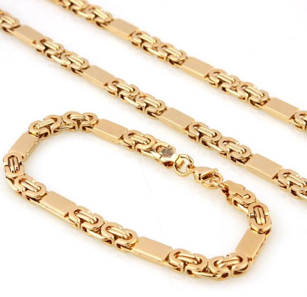 14k plated gold square flat link chain necklace bracelet set, Silver
14k plated gold square flat link chain necklace bracelet set, Silver