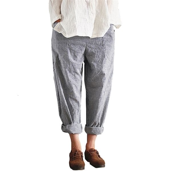 new women striped pants elastic waist loose pantalones mujer 2020 spring cotton linen women plus size clothing vinage trouser t191025, Black;white
new women striped pants elastic waist loose pantalones mujer 2020 spring cotton linen women plus size clothing vinage trouser t191025, Black;white