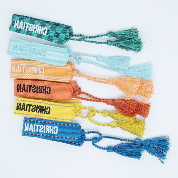 embroidered character bracelet hand woven tassel embroidered letter couple, Golden;silver 
embroidered character bracelet hand woven tassel embroidered letter couple, Golden;silver