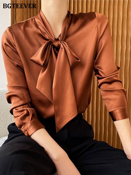 spring bow ladies neck satin blouses full sleeve single-breasted loose elegant female solid shirts 2022, White
spring bow ladies neck satin blouses full sleeve single-breasted loose elegant female solid shirts 2022, White