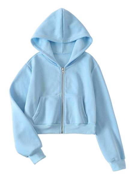 solid zip up drop shoulder crop hoodie o9hz#, Black
solid zip up drop shoulder crop hoodie o9hz#, Black