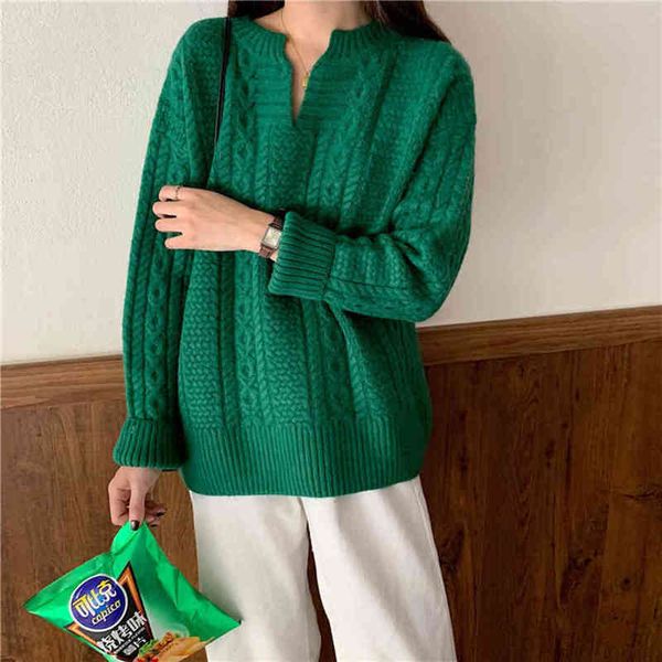 split vneck winter sweater women twist sweater oversize long sleeve loose casual pullovers ladies pink sweater knitted 210412, White;black
split vneck winter sweater women twist sweater oversize long sleeve loose casual pullovers ladies pink sweater knitted 210412, White;black