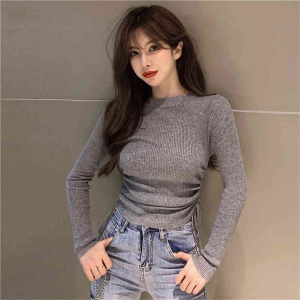 design niche drawstring blouse women's autumn and winter simple version waist slim knit bottoming shirt long sleeves 210412, White;black
design niche drawstring blouse women's autumn and winter simple version waist slim knit bottoming shirt long sleeves 210412, White;black