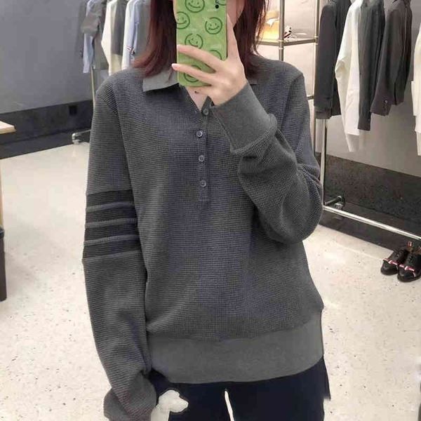 women's knits tees loose and thin men's women's same polo tb four bars long sleeve sweater trend autumn winter vaew, White
women's knits tees loose and thin men's women's same polo tb four bars long sleeve sweater trend autumn winter vaew, White