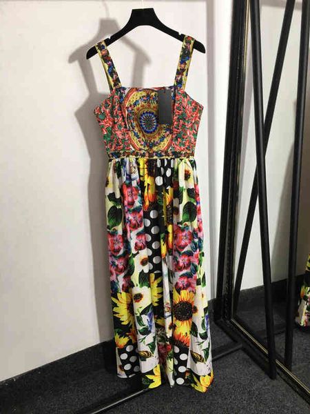 women designer dress sicilian vintage style flowers chrysanthemum polka dot print sling dress luxury women dresses for wedding party, Black;gray
women designer dress sicilian vintage style flowers chrysanthemum polka dot print sling dress luxury women dresses for wedding party, Black;gray