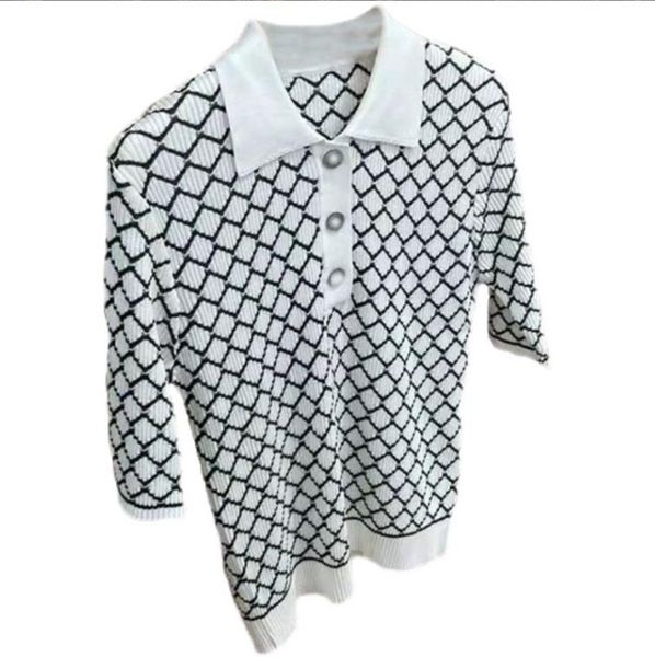 261 xl 2022 milan runway spring summer brand same style sweater white short sleeve lapel neck pullover womens beike, White;black
261 xl 2022 milan runway spring summer brand same style sweater white short sleeve lapel neck pullover womens beike, White;black