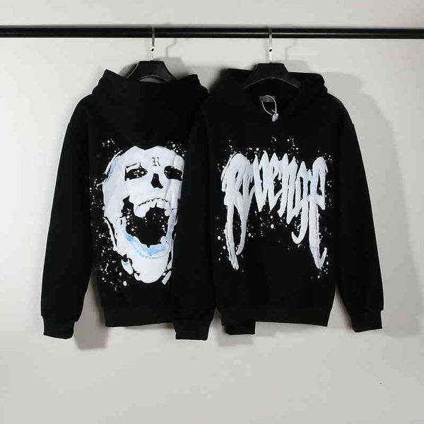 men's hoodies sweatshirts ss autumn and winter high street hip hop graffiti foaming skull print couple jacket 5lhk, Black