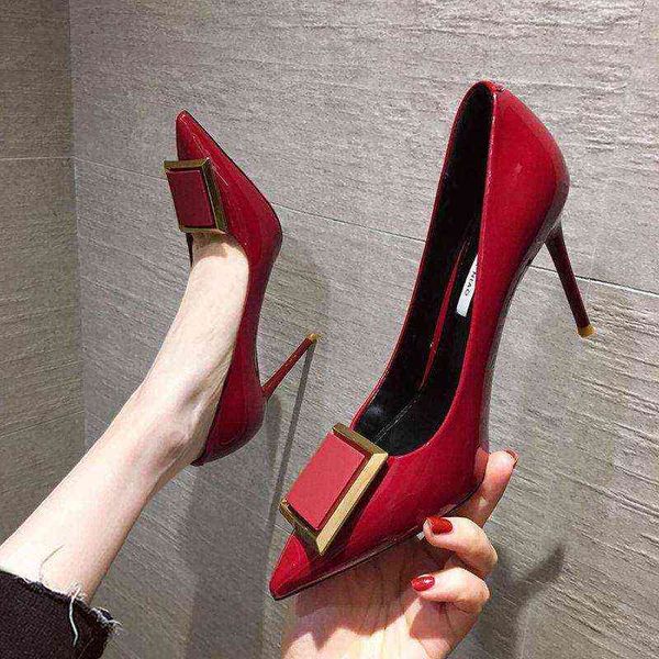 wine red wedding shoes korean version net fashion versatile high heels women's thin heel single pointed, Black
wine red wedding shoes korean version net fashion versatile high heels women's thin heel single pointed, Black
