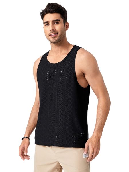 men eyelet embroidered tank r9uk#, White;black 
men eyelet embroidered tank r9uk#, White;black