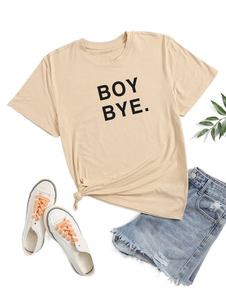 letter graphic round neck tee 19f6#, White