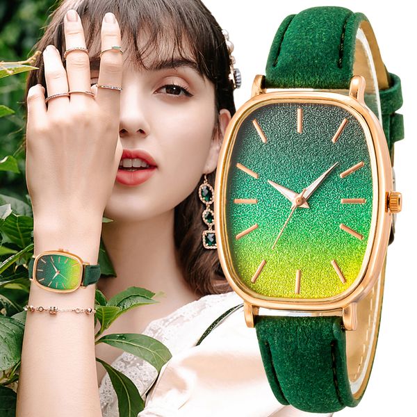 fashion barrel dial design women's watch gradient gradient green quality quartz simple ladies leather montre femme fashion accessories, Slivery;brown
fashion barrel dial design women's watch gradient gradient green quality quartz simple ladies leather montre femme fashion accessories, Slivery;brown