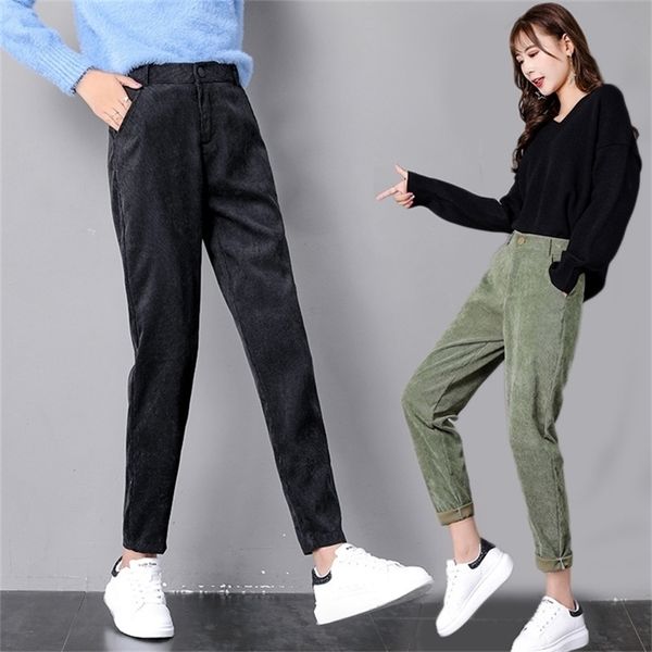 spring new women corduroy pants 2020 straight long high waist women harem pants female solid long trousers pls size s lj201103, Black;white
spring new women corduroy pants 2020 straight long high waist women harem pants female solid long trousers pls size s lj201103, Black;white