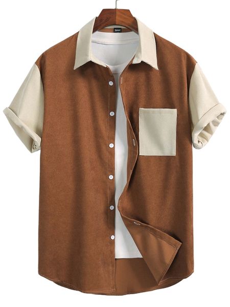 romwe guys colorblock corduroy shirt without tee k4c1#, White;black
romwe guys colorblock corduroy shirt without tee k4c1#, White;black