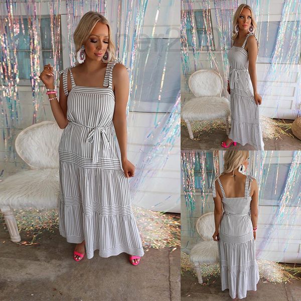 casual dresses designer summer new women's striped patchwork suspender casual dr, Black;gray
casual dresses designer summer new women's striped patchwork suspender casual dr, Black;gray