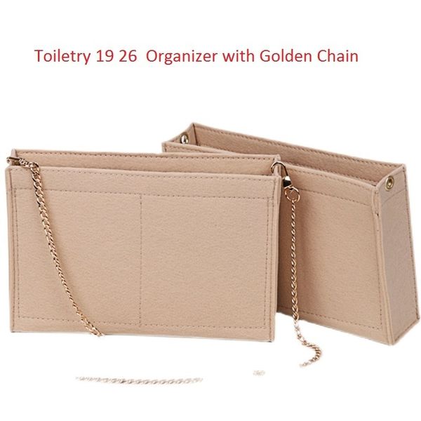 fits for toiletry 19 26 bag purse insert organizer with o ring toiletry bag 26 luxury organizer with chain makeup bag insert 220526