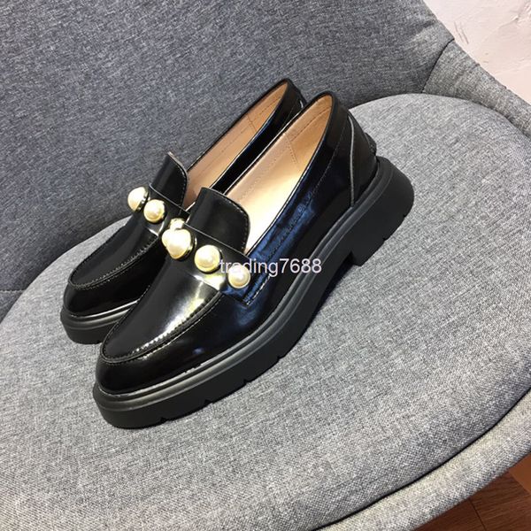 dress shoes early spring leisure cowhide one foot flat sole shoes comfortable british round head pearl thick soled leffer, Black
dress shoes early spring leisure cowhide one foot flat sole shoes comfortable british round head pearl thick soled leffer, Black
