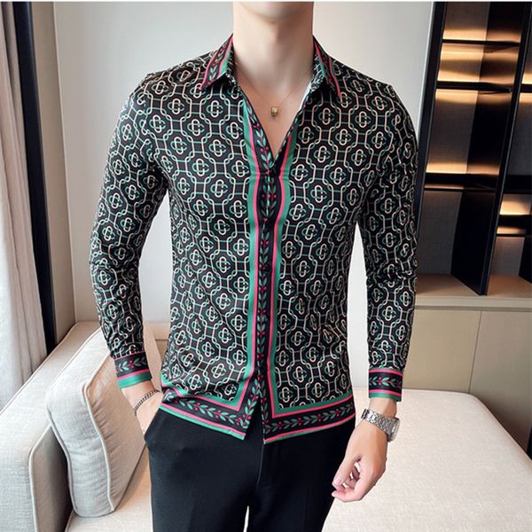 gold printed shirt spring brand men's striped long-sleeved shirt men social clothing club prom shirt slim men's streetwear, Black;brown
gold printed shirt spring brand men's striped long-sleeved shirt men social clothing club prom shirt slim men's streetwear, Black;brown